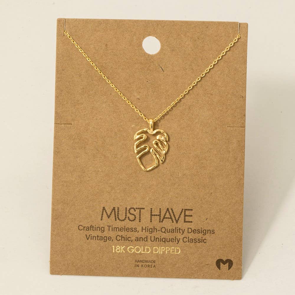 Monstera Cutout Pendant Necklace