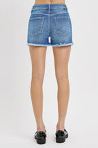 Risen High-rise Fray Hem shorts with tummy control