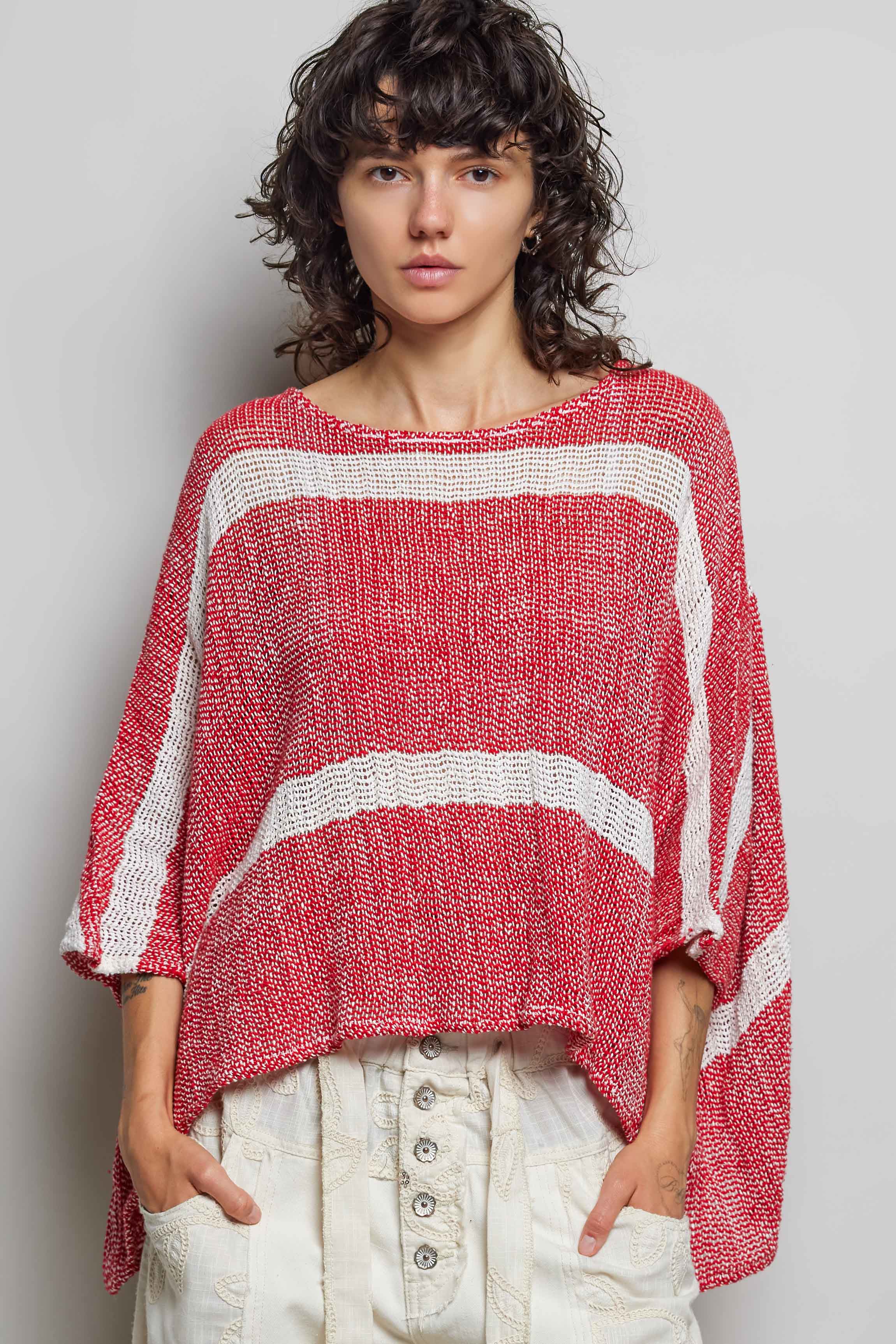 Striped Round Neck Knit Top