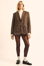 Plaid Oversized Two-Button Blazer Jacket