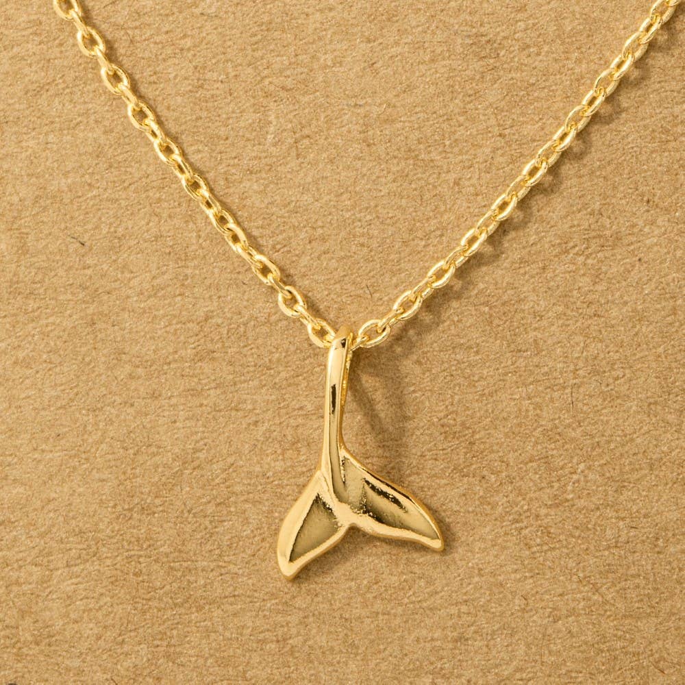 Gold Dipped Whale Tail Pendant Necklace