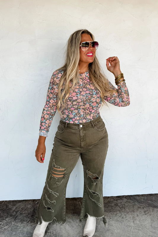 Faded Blue Mesh Top