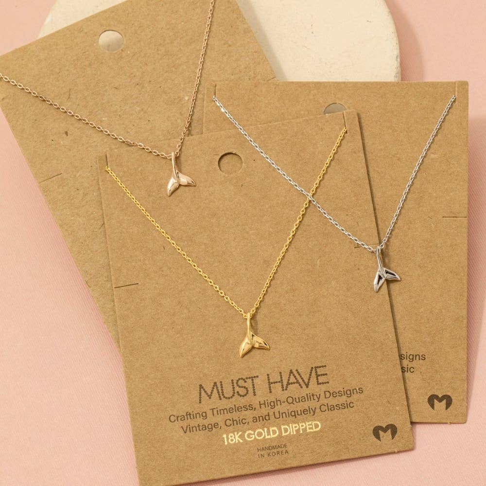 Gold Dipped Whale Tail Pendant Necklace