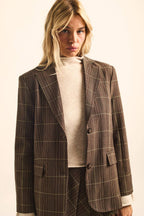 Plaid Oversized Two-Button Blazer Jacket