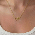 Dog Paw Heart Cutout Pendant Necklace