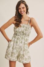Palm Leaf Smocked Romper