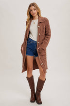 BUTTON DOWN CABLE KNIT SWEATER CARDIGAN