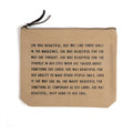 She Was Beautiful Canvas Zip Bag- Flax