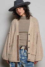 Floral Contrast Long Sleeve Deep V Neck Sweater Cardigan Top