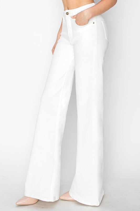 Risen White Wide leg denim pants