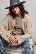 Floral Contrast Long Sleeve Deep V Neck Sweater Cardigan Top