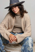 Floral Contrast Long Sleeve Deep V Neck Sweater Cardigan Top