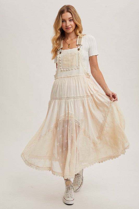 Lace Embroidered Tulle Bib/Overall Dress