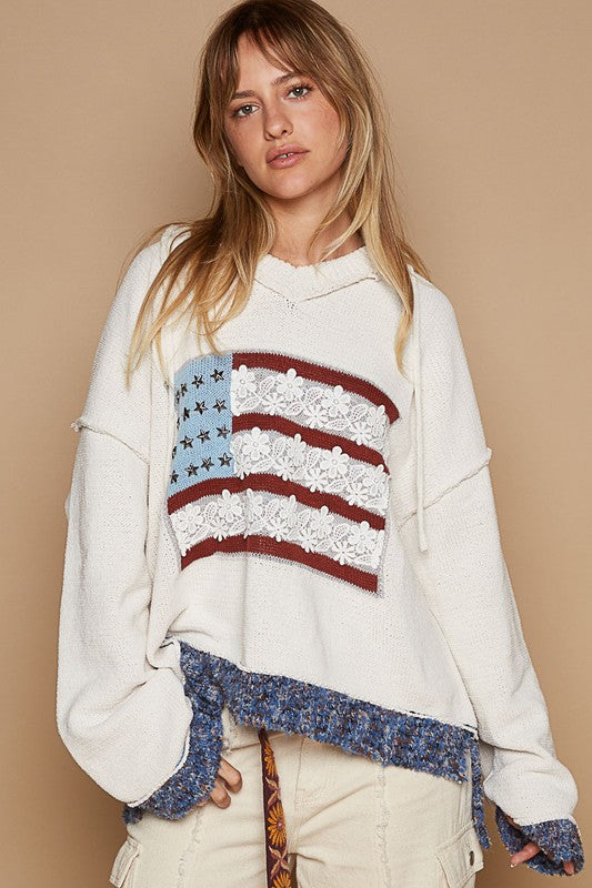 Boho American Flag Sweater