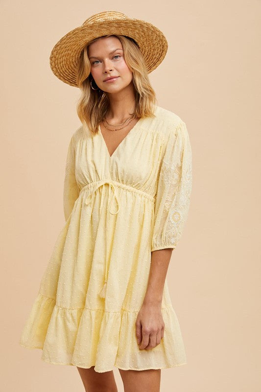 Embroidered Swiss Dot Babydoll Dress