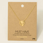 Gold Dipped Monstera Leaf Pendant Necklace