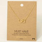 Dog Paw Heart Cutout Pendant Necklace