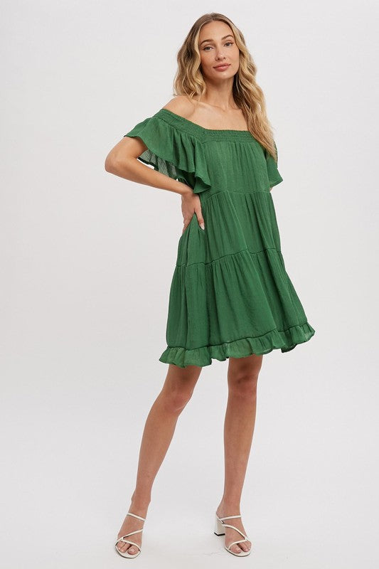 On or Off the Shoulder tiered babydoll dress