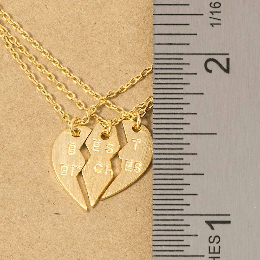 Best Bitches Heart Pendant Necklace Set