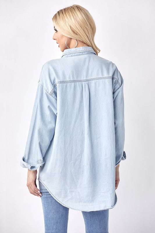 Risen Relaxed Fit Denim Button Up Shirt