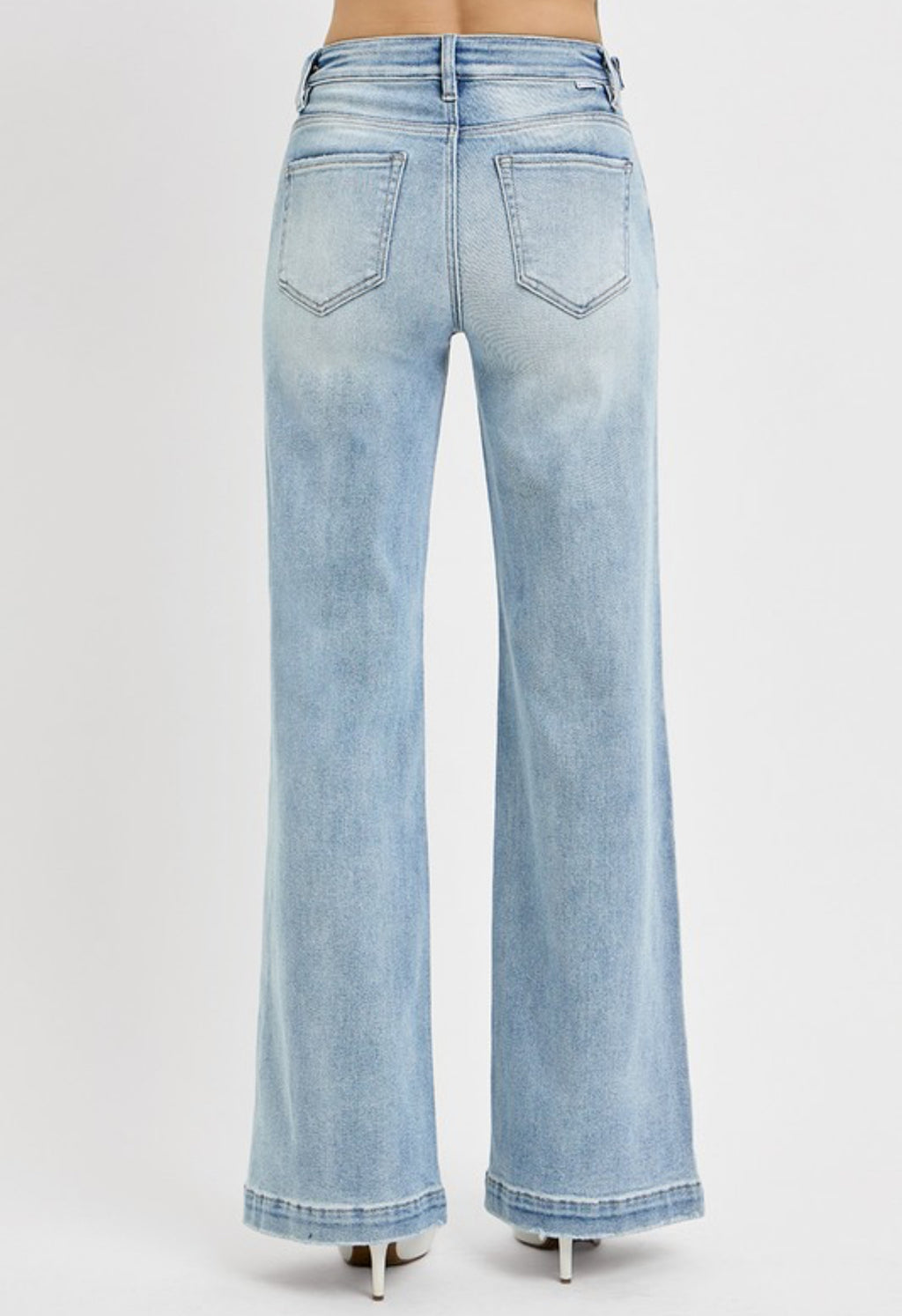 Tummy Control High Rise Wide Leg Adjustable Waist - Light