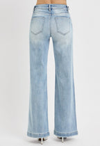 Tummy Control High Rise Wide Leg Adjustable Waist - Light