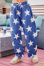 Star Print Terry Barrel Sweatpants