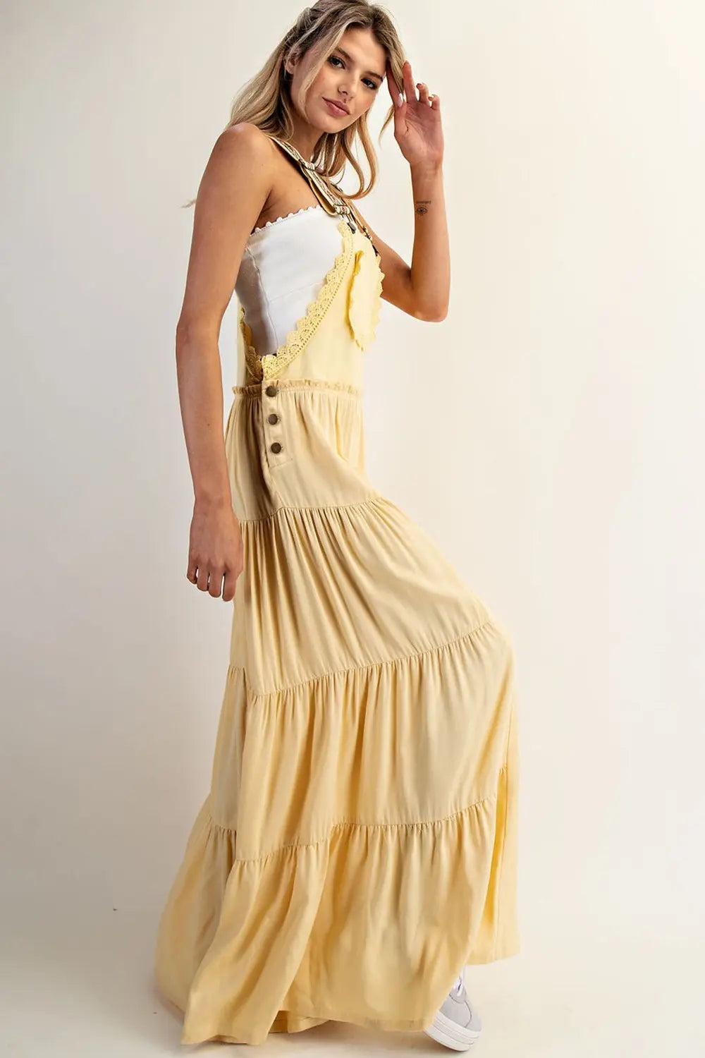 Lace Trim Tiered Leg Jumpsuit