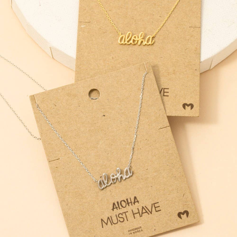 Handwritten Aloha Print Necklace