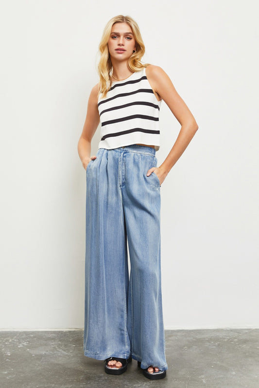 Lightweight Wide leg denim pants