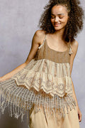 Boho Ruffled Shell Tank