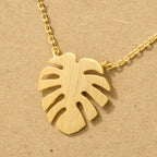 Gold Dipped Monstera Leaf Pendant Necklace