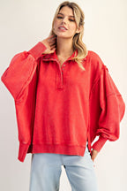 1/4 Button up Pullover Sweatshirt
