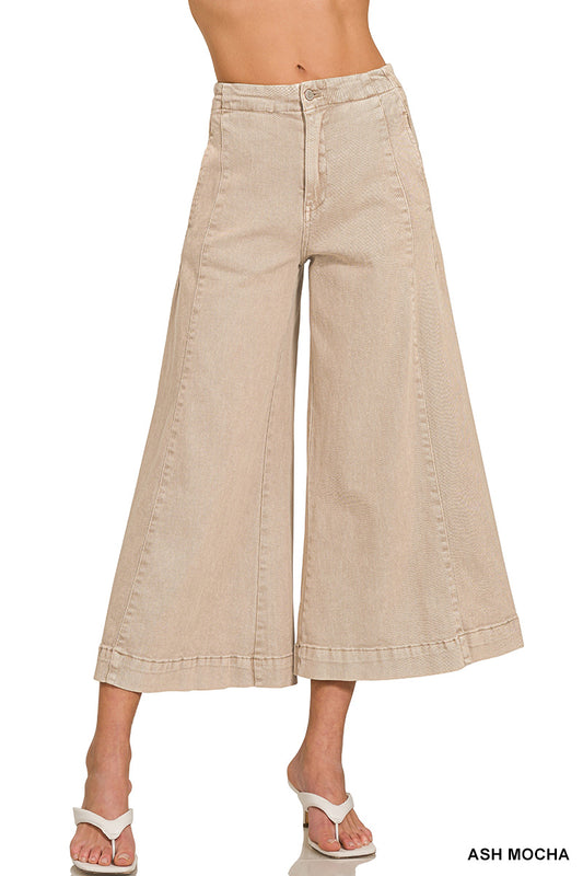 High Rise Cropped Gaucho Denim