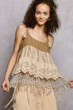 Boho Ruffled Shell Tank