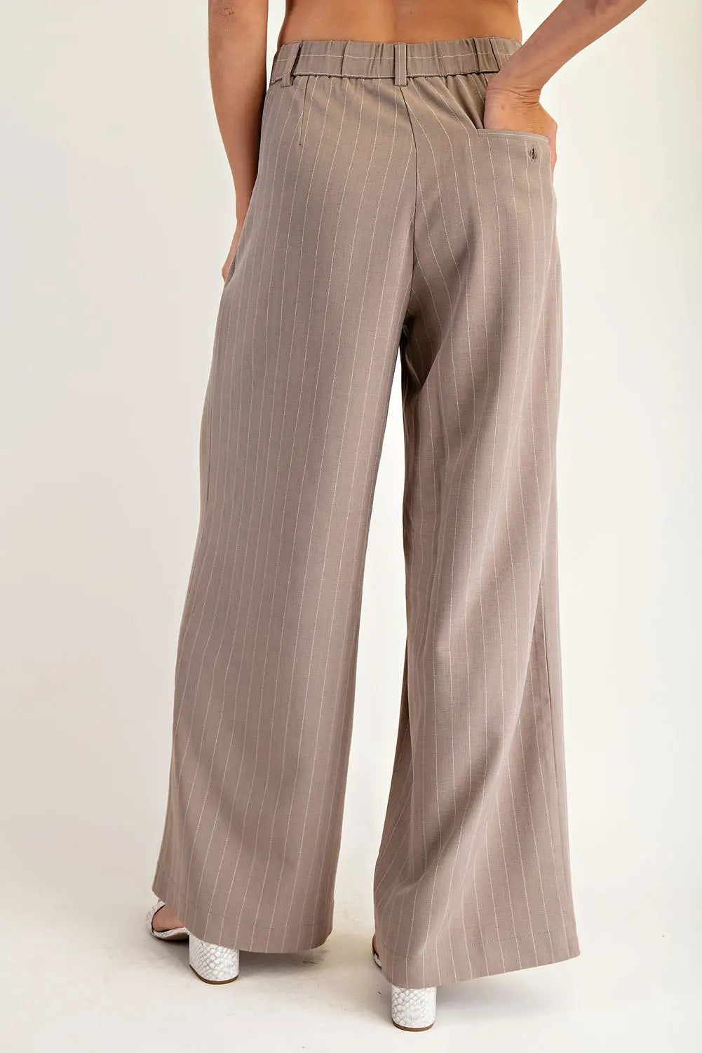 Pin Stripe Front Pleated Straight leg Pants