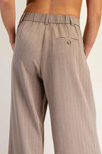 Pin Stripe Front Pleated Straight leg Pants