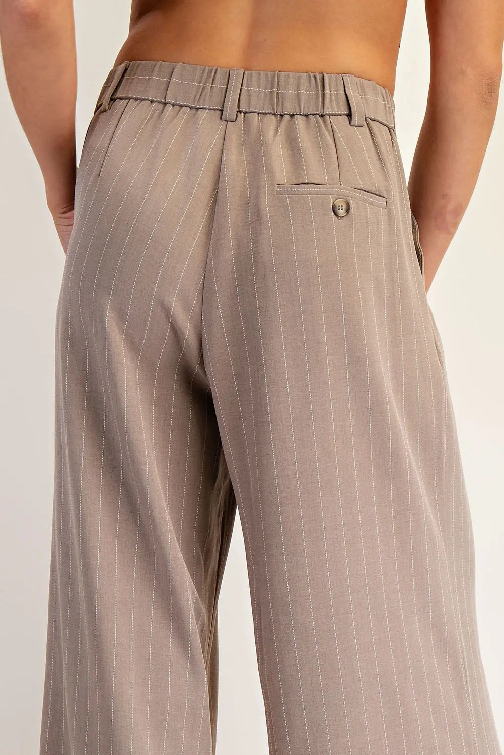 Pin Stripe Front Pleated Straight leg Pants
