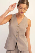 Pinstripe Button Down Vest