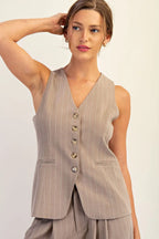 Pinstripe Button Down Vest