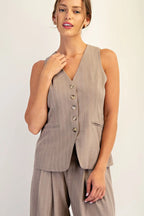 Pinstripe Button Down Vest
