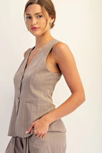 Pinstripe Button Down Vest