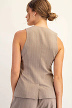 Pinstripe Button Down Vest