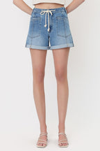 Vervet High Rise Drawstring Denim Shirts
