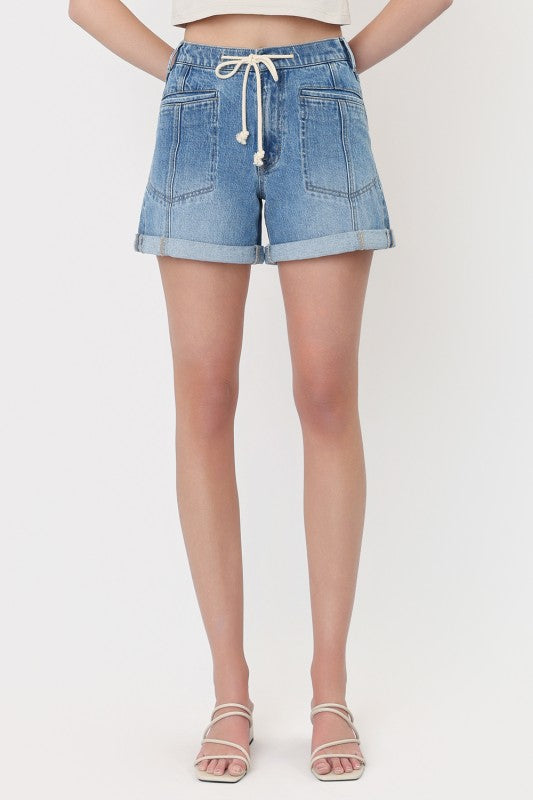 Vervet High Rise Drawstring Denim Shirts