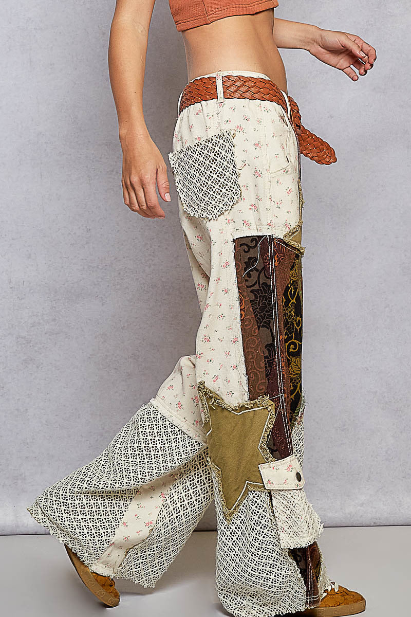 Twill Patchwork Pants