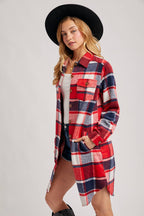 FLANNEL PLAID LONGLINE SHACKET