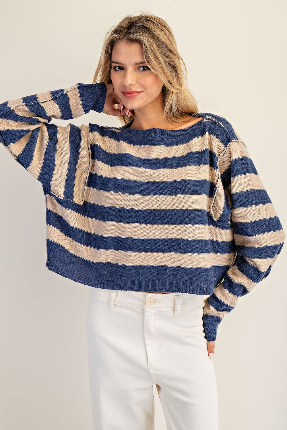 Striped Boat Neck Sweater