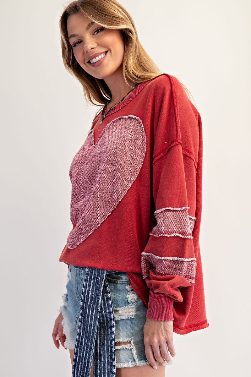 Heart Patch Terry Pullover