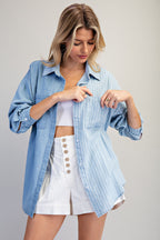 Striped Contrast Button Down Shirt